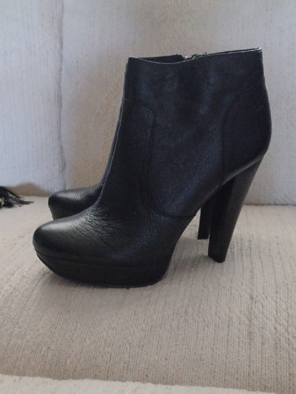 Calvin Klein Black Platform Heel Ankle Booties 4 1/2 Inch Heel